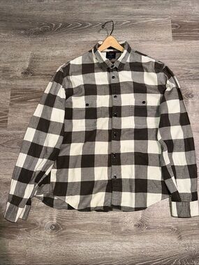 J. Crew Flannel Shirt Gray Beige Buffalo Check Button-Down Shirt Plaid X-Larg